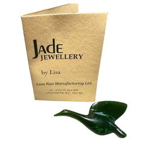 Genuine Jade Goose in Flight Brooch/Pin (New)